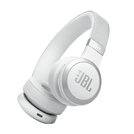 JBL Live 670NC - White - Wireless On-Ear Headphones with True Adaptive Noise Cancelling - Hero